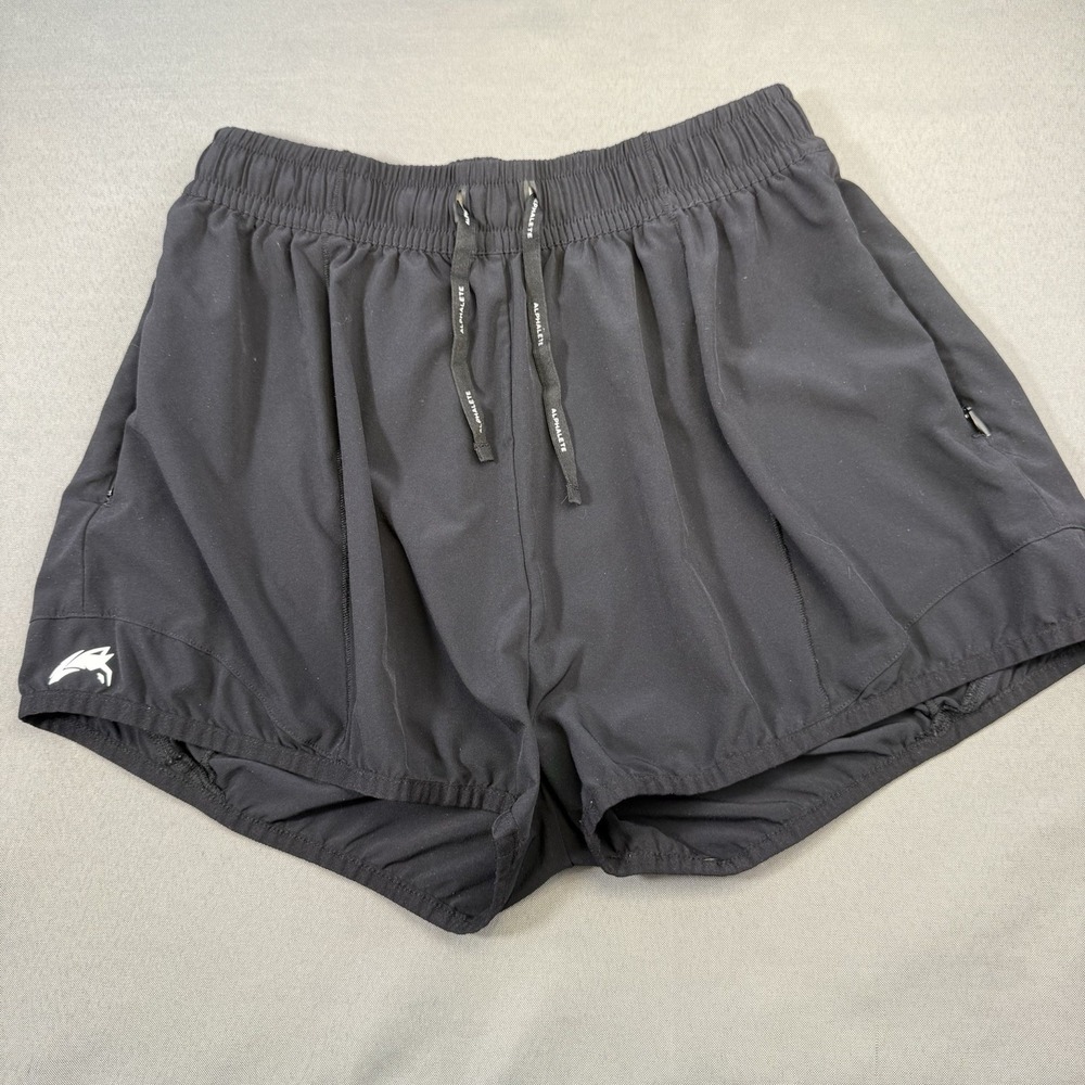 Alphalete Women's Black Shorts Size S Stretch Gym Yoga Running Zipper Pockets